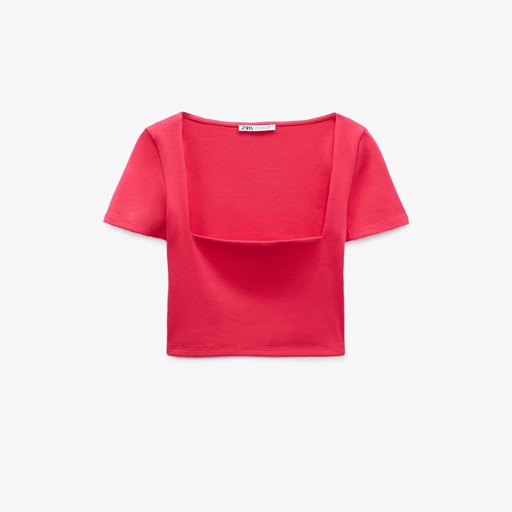 ZARA Crop top with a square cut neckline - Picture 1 of 3